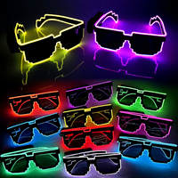 Lunettes de fête en cuir PVC avec lumières LED clignotantes - Alimentées par piles, antidérapantes, non toxiques, durables, pour une utilisation en intérieur, mariages, anniversaires, etc.