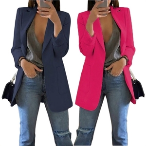 Cappotto Blazer da <span class=keywords><strong>Donna</strong></span> Primaverile Autunnale Tinta Unita con Revers e Tasche, <span class=keywords><strong>Soprabito</strong></span> Cardigan Casual per <span class=keywords><strong>Donna</strong></span> Taglie Forti - Product Image 1