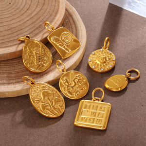 Colgante Retro Europeo Americano con Formas Mixtas en Relieve, Chapado en Acero Inoxidable, Accesorios de Joyería DIY para Hacer Collares - Product Image 3