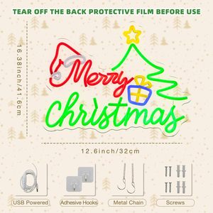 Panneau lumineux LED néon en forme de sapin de Noël avec variateur d'intensité, alimenté par USB, en acrylique, pour décoration de Noël à la maison, en magasin ou pour les fêtes - Product Image 5