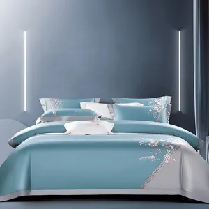 High quality Chinese style embroidery duvet cover with pillowcase set 100% pure cotton bedding set