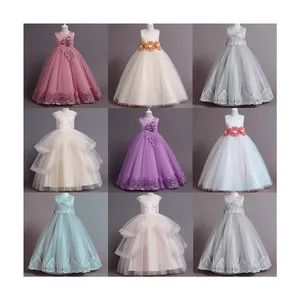 בנות 2024 טוטו שמלת ללא שרוולים פרח ילדה שמלת ילדה רשת עוגת נסיכה שמלת בגדי ילדים שמלת קיץ