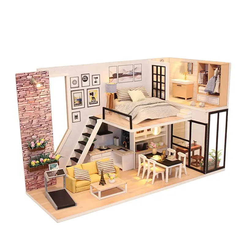 Miniatur Rumah Boneka Ukuran Super Mini, Kit Kamar Tidur Realistis