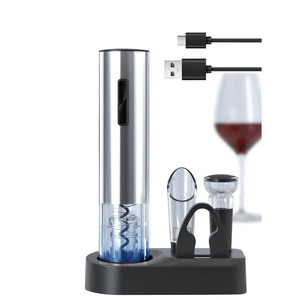 Abridor de botellas de vino eléctrico de base alta, abridor de vino de metal completamente automático con función recargable, juego de caja de regalo - Product Image 1