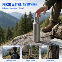 Bouteille d'eau sportive en titane personnalisée OEM ODM, anti-fuite, portable, pour le camping, la randonnée et les activités de plein air