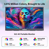 Schwarzer 18,5 Zoll 4K UHD Tragbarer IPS-Monitor 178° Betrachtungswinkel 1000:1 Kontrastverhältnis für Multitasking-Arbeit