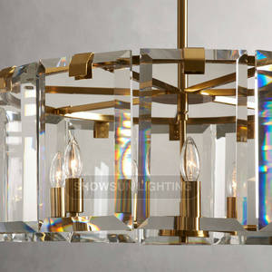 7 luces estilo americano lujo oro K9 candelabro de cristal redondo iluminación moderna