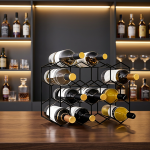 Modern <b>Metal</b> Wine <b>Rack</b> 10-19 Bottle Capacity Display Stand Home Furniture - Product Image 6