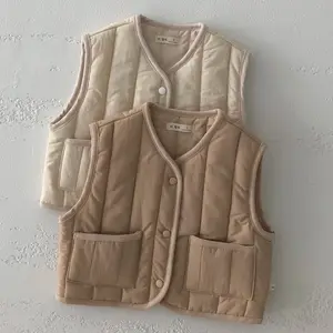 Boutiques Fall Winter Infant Kids Girls Boys Sleeveless Solid Neutral Thickened Windproof Warm Cotton Jacket Baby Vest