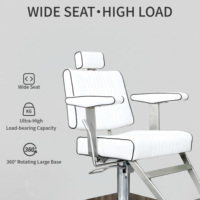 Fauteuil de Barbier Inclinable Moderne Blanc, Chaise de Coiffure Professionnelle avec Appui-tête Réglable, Mobilier de Salon de Coiffure