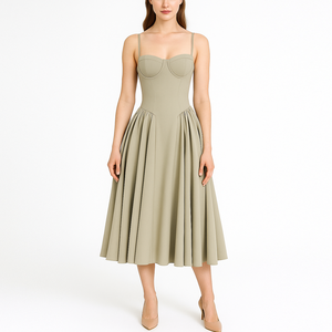 Custom Elegante Mode Dames Vrouwen Midi Lange Empire Taille Geplooide Feest Avondjurk - Product Image 3