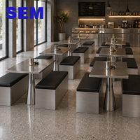 Canapés muraux de style industriel SEM pour café, bancs longs sans dossier en acier inoxydable, banquette de restaurant en gros