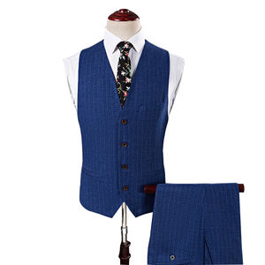 Stripe Trajes para <span class=keywords><strong>hombre</strong></span> Traje de 3 piezas <span class=keywords><strong>Terno</strong></span> Slim Fit Formal Oficina Boda Novio Frac para hombres - Product Image 4