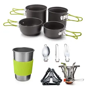 New Mini Camping Hiking Picnic Cooking Pot Bowl Cookware Set Aluminum Durable Outdoor Stove Pot Tableware Cooker Sets