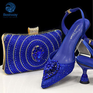 Bestway <span class=keywords><strong>Chaussures</strong></span> à Talons Hauts Personnalisables pour Femmes, Ensemble Sac et <span class=keywords><strong>Chaussures</strong></span> de Luxe à Strass pour <span class=keywords><strong>Mariage</strong></span>, Soirée, Fête - Product Image 1