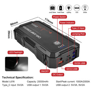 Gligle <strong>2026</strong> High-Power 12V 21000mAh 1000A Jump Starter Power Bank QC3.0 <strong>Portable</strong> Car <strong>Battery</strong> <strong>Booster</strong> LED Light For Cars Trucks - Product Image 3