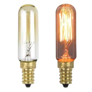 Lâmpadas de edison incandescentes, 120v e12 25 w nostálgicos t6 tubo vintage filamento de fio candelabros base lâmpada antiga t20