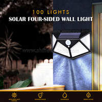 Lampe extérieure étanche à détecteur de mouvement, lampes solaires de sécurité, éclairage mural alimenté par énergie solaire PIR, 100 LED, lampes solaires de jardin