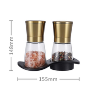 Ensemble moulin à sel et à poivre en acier inoxydable 304 de qualité supérieure, capacité 170 ml x 2, moulin à épices manuel écologique pour la cuisine