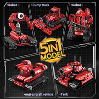 5 En 1 rojo DIY STEM APP RC Robot bloques juguete programación ciencia bloques de construcción educativos ladrillo para niños