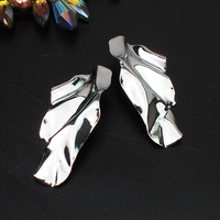 Boucles d'Oreilles Géométriques Irrégulières en Stock, Grande Plaque Métallique, Vintage, Paillettes, Bijoux, Pendientes Grandes