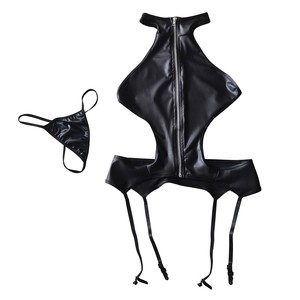 Hot Selling Women One-piece Cutout <strong>Patent</strong> <strong>Leather</strong> <strong>Bodysuit</strong> Halter Lace-up Backless <strong>Leather</strong> <strong>Bodysuit</strong> - Product Image 5