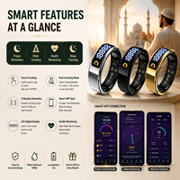 ITasbeeh Salam Tasbih Ring, Cadeau Musulman, Bague Compteur de Zikr Électronique Intelligente, Contrôle par Application, Rappel de Prière, Réveil