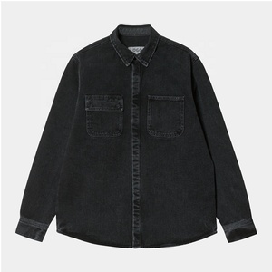 Chemises personnalisées pour adolescents Chemises en jean découpées pour hommes Veste en jean 100% coton Chemise en denim <span class=keywords><strong>noir</strong></span> décontractée pour hommes - Product Image 2