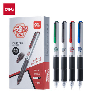 Deli V360 Hexagonal Ares Gel Pen 0.5mm ST Tip Press Activated Neutral Pen Black Ink - Product Image 1