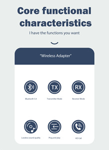 Transmitter <span class=keywords><strong>Receiver</strong></span> Bluetooth 5.4 Nirkabel 2 in 1 dengan Adaptor Aux 3.5mm untuk TV PC, Adaptor Audio Nirkabel - Product Image 3