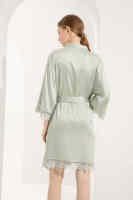 FUNG 3031 Robe de nuit en satin pour femme, nouvelle collection 2024, peignoir fin pour femme, robe de matin pour demoiselle d'honneur, robe de mariée, pyjama
