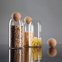 Bocaux hermétiques transparentes en verre Borosilicate, pour le stockage des aliments, le lot de 10 pièces, couvercle en liège, produit de qualité supérieure