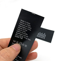 Etiquette d'entretien de lavage imprimée au design personnalisé Etiquette de ruban de satin noir imprimée double face Etiquette imprimée fabriquée en Chine