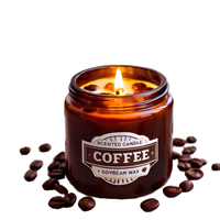Vela Aromática de Café, Vela de Cera de Soja en Frasco de Vidrio Ámbar con Diseño de Granos de Café, Fragancia para el Hogar, Regalo para Decoración del Hogar, Venta al por Mayor