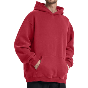 Sweat à capuche oversize vintage délavé à l'acide pour homme avec logo personnalisé, en tissu éponge 100 % coton, écologique et respirant - Product Image 5