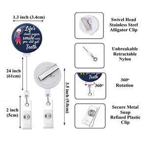 Porte-clés créatif en ABS avec boucle à tirage facile, motif infirmière amusante, en verre cristal rond, pour badge, transfrontalier - Product Image 4