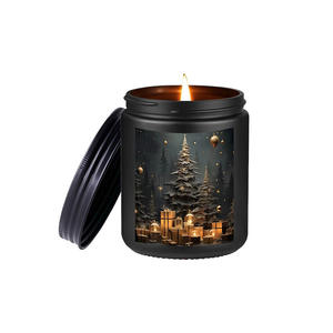 Vela Aromática Personalizada de Soja Natural Ecológica en Vaso, de Larga Duración, Negra, Adorno Navideño, Regalo Festivo de Invierno - Product Image 1