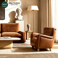 Fauteuil élégant pour salon, avec accoudoirs effilés, revêtement en cuir, coussin moelleux, chêne massif, fauteuil de bureau, fauteuil de villa