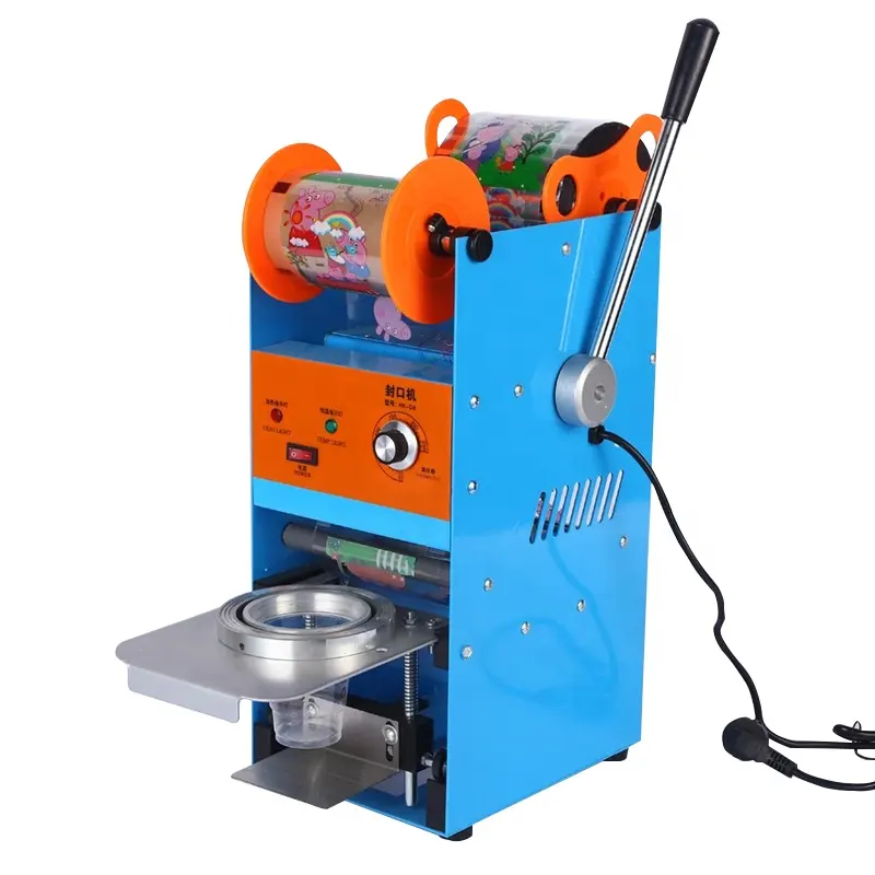 Semi Otomatis Mesin Penyegel Cangkir Plastik, Cangkir Teh Gelembung Elektrik untuk Dijual