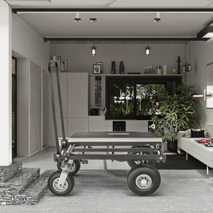 Hanak Heavy-Duty 4-<strong>Wheel</strong> Industrial Steel Platform <strong>Trolley</strong> 100kg Capacity 81cm*60cm*112cm Durable Folding Cart Storage Tools - Product Image 2