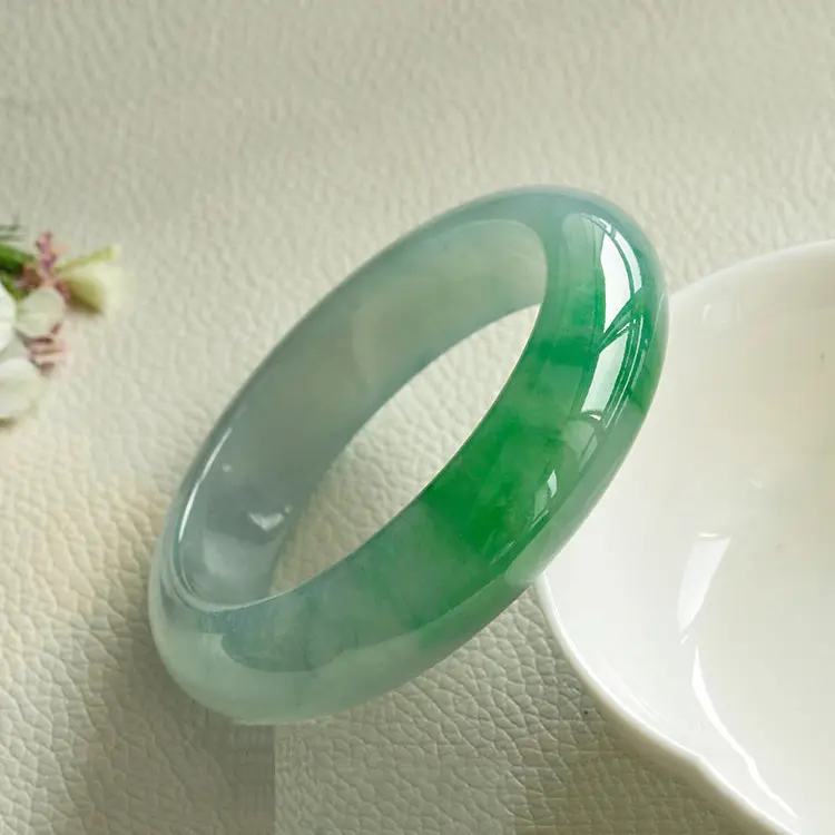 Certified Natural Stone Large Size Myanmar Real Green Jade Bangle Bracelet Women Jewelry