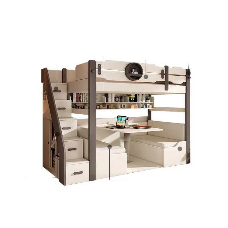 Scandinavisch Stapelbed Multifunctionele Combinatie Bed Bureau Een Stapelbed Voor Kinderen, Tieners En Volwassen Slaapkamers