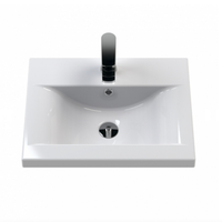 Meuble-lavabo mural moderne économique avec vasque en céramique pour chambres ou hôtels, résistant à l'eau et facile à nettoyer