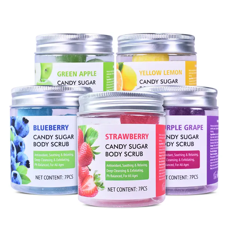 5 Kleuren Exfoliërende Scrub Voor Gezicht Lichaam Diepe Reiniging Aardbei Wenkbrauw Scrub Body Cream Whitening Candy Sugar Body Scrub