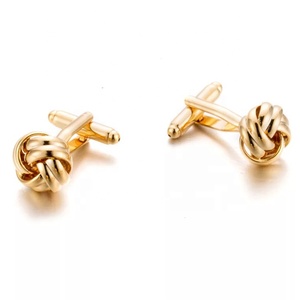 ファッション中国のノットカフスボタンツイスト型カフスボタン12mm/14mm銅カフスリンク金と銀のジュエリー卸売 - Product Image 4