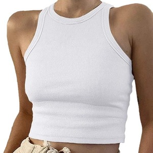 Haut de sport en soie de lait européen et américain court mince Style jarretelle femmes 2025 été serré en forme de I petit gilet - Product Image 4