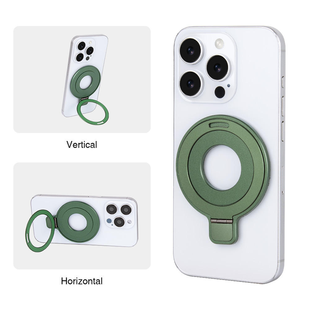 Foldable Magnetic Ring Kickstand for Dual Horizontal Vertical Viewing Angle Finger Ring Holder  Portable Phone Grip Stand