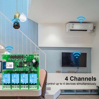 Módulo de Interruptor de Luz WiFi Inteligente Tuya de 4 Canales, DC85-250V, Relé, Compatible con Alexa y Google Home, Receptor RF433, Sin USB