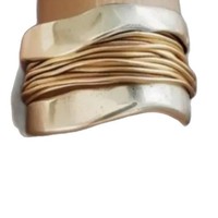 Bague pour femme tendance, style chic, design minimaliste, forme géométrique, large bande en alliage bicolore, pour le dropshipping européen et américain