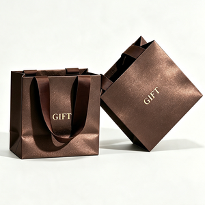 OEM Custom Luxury Pearlescent Paper Gift <b>Bags</b> with Ribbon Handle & Gold Foil Logo - Sustainable Packaging for Gifting Wholesale - Product Image 3